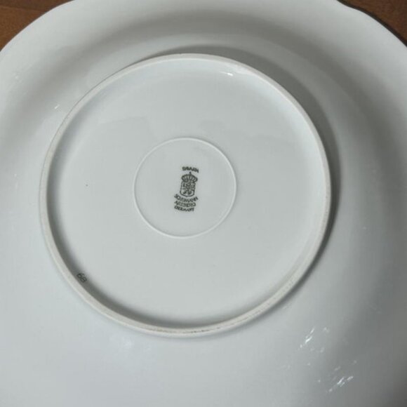 Vintage Schumann Arzberg Wild Rose Serving Dish Shallow Bowl Gold Gilded Edge - Picture 3 of 5